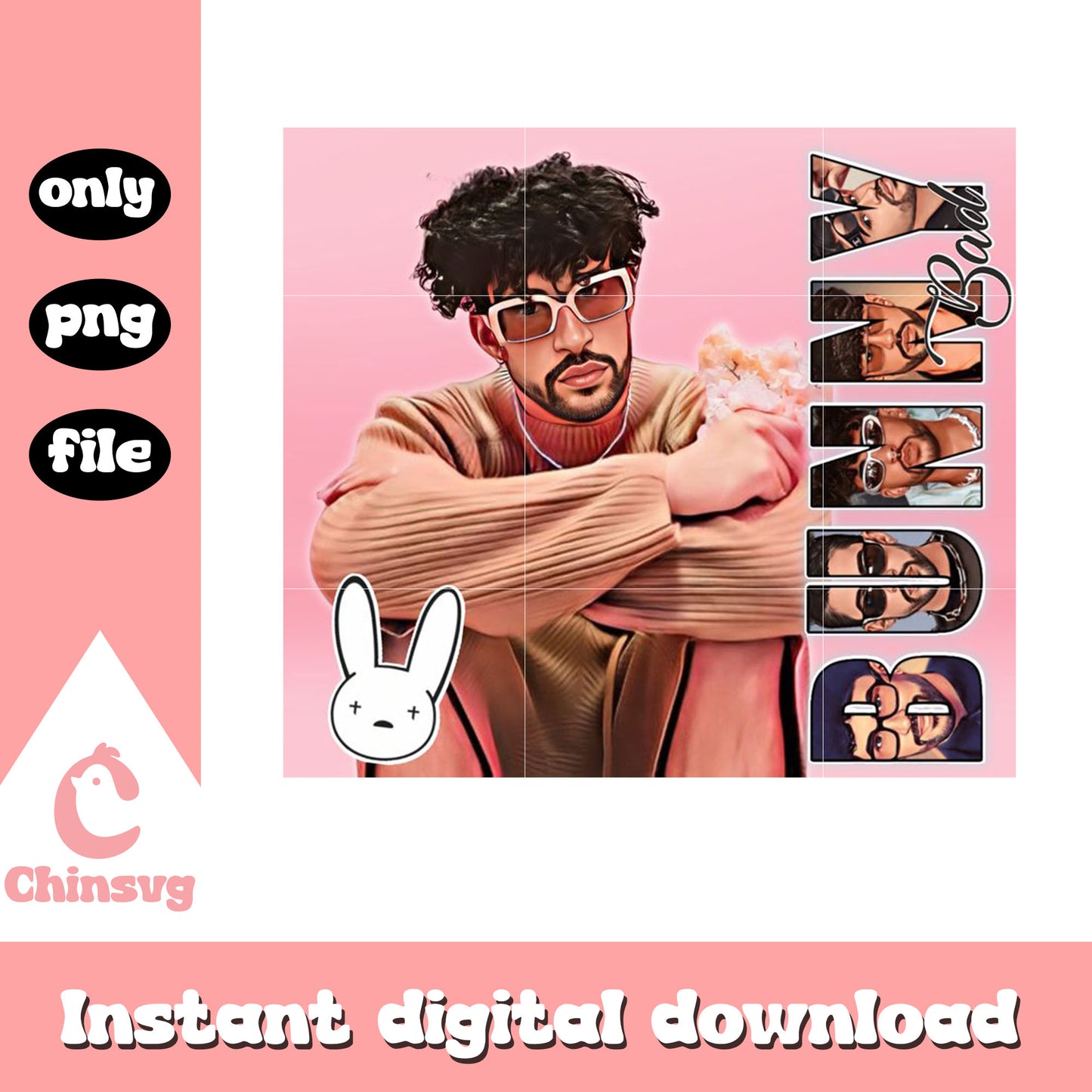 Bad bunny pink design png