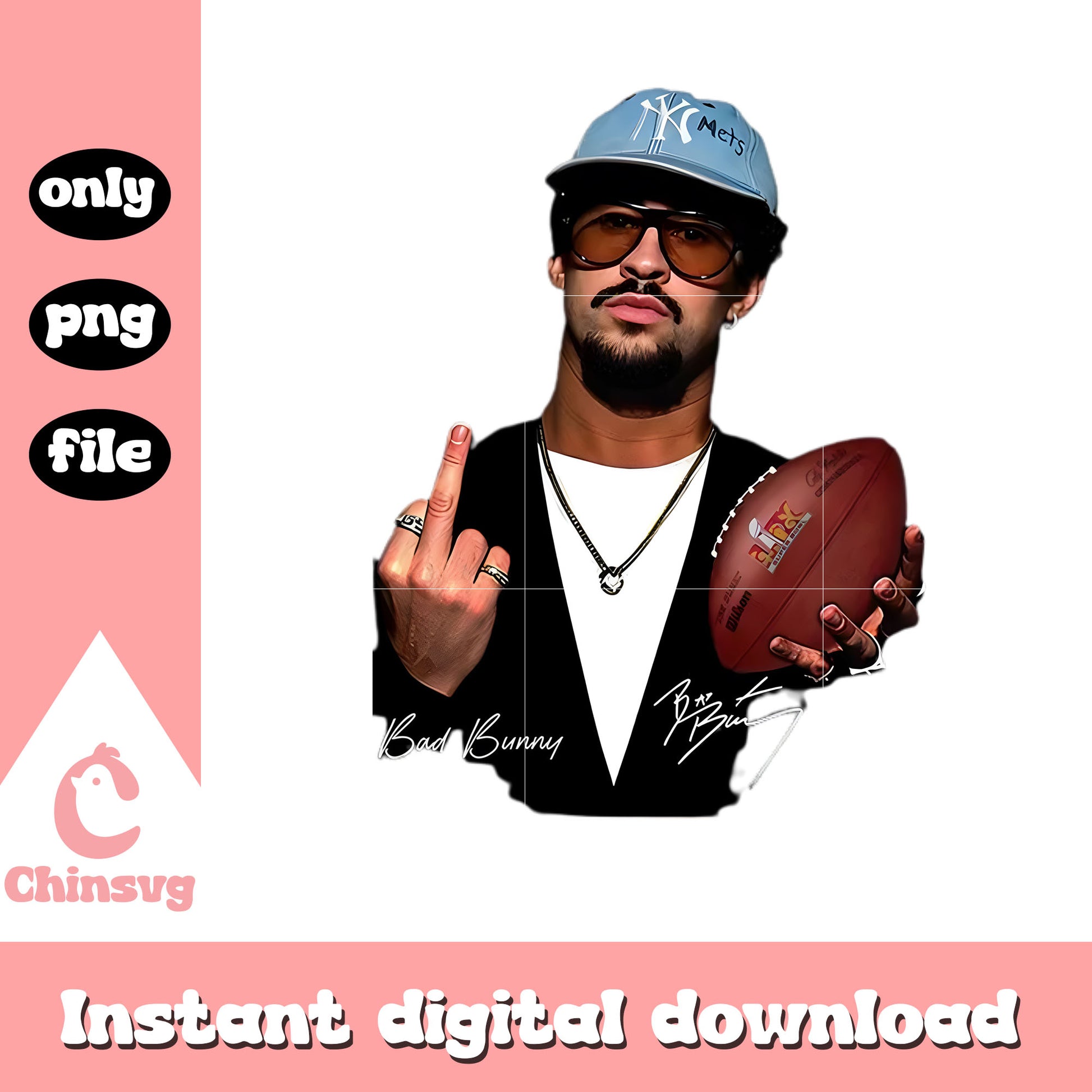 Bad bunny and rugby ball design png, football match png