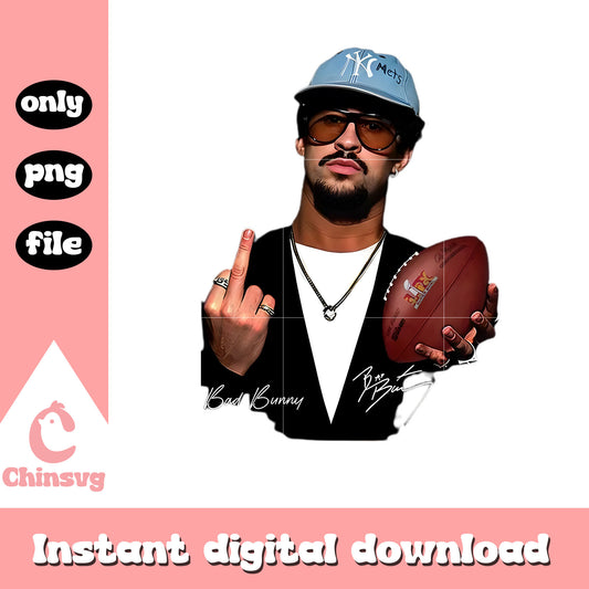 Bad bunny and rugby ball design png, football match png