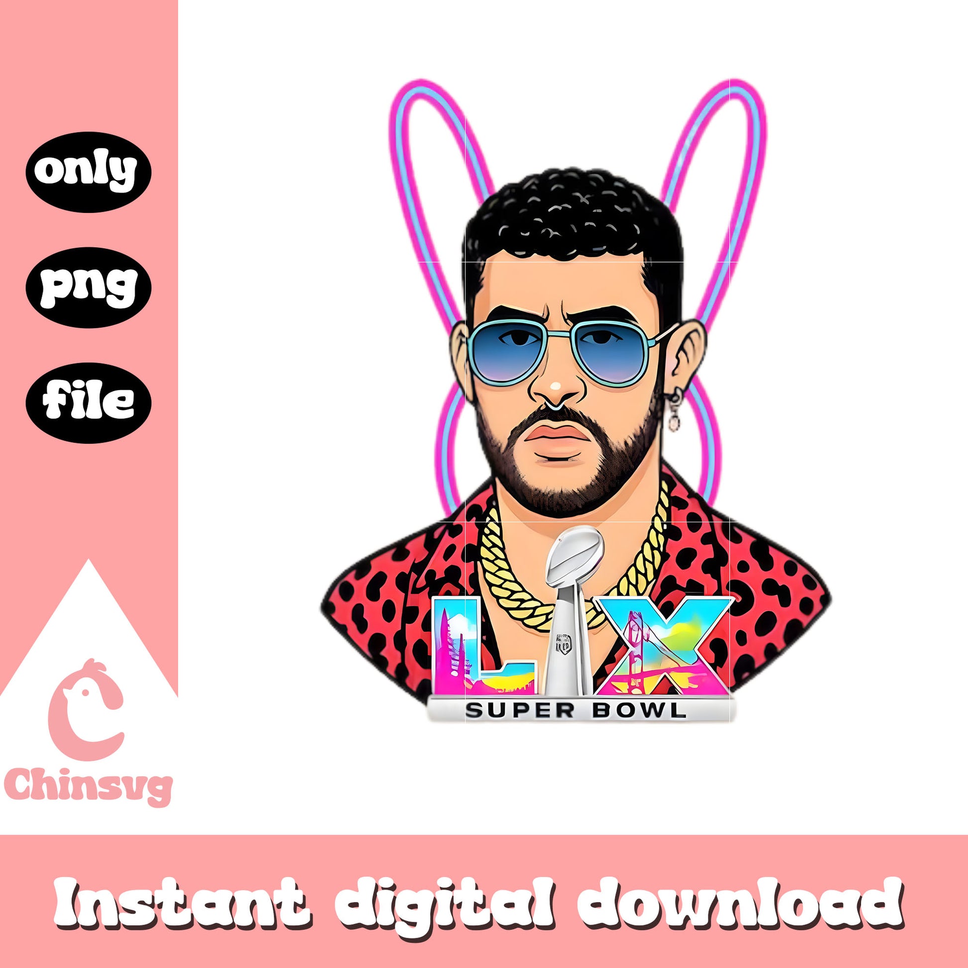 Bad bunny face lix super bowl png, who is bad bunny png
