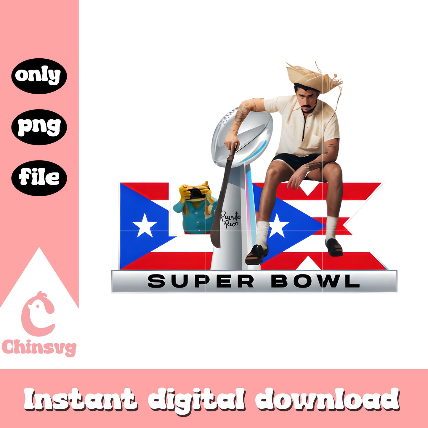 Bad bunny lix super bowl png, bad bunny tour png