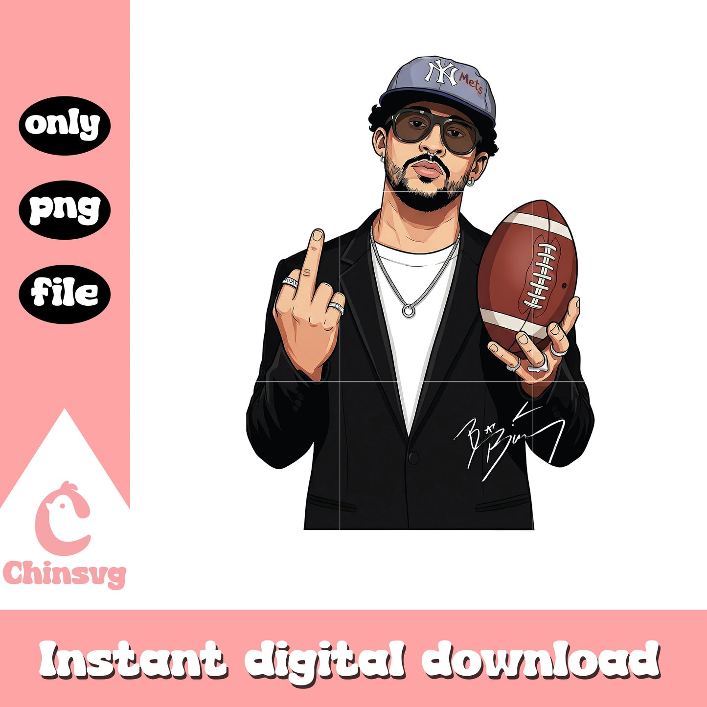 Bad bunny middle finger svg, bad bunny nfl svg, bad bunny funny svg