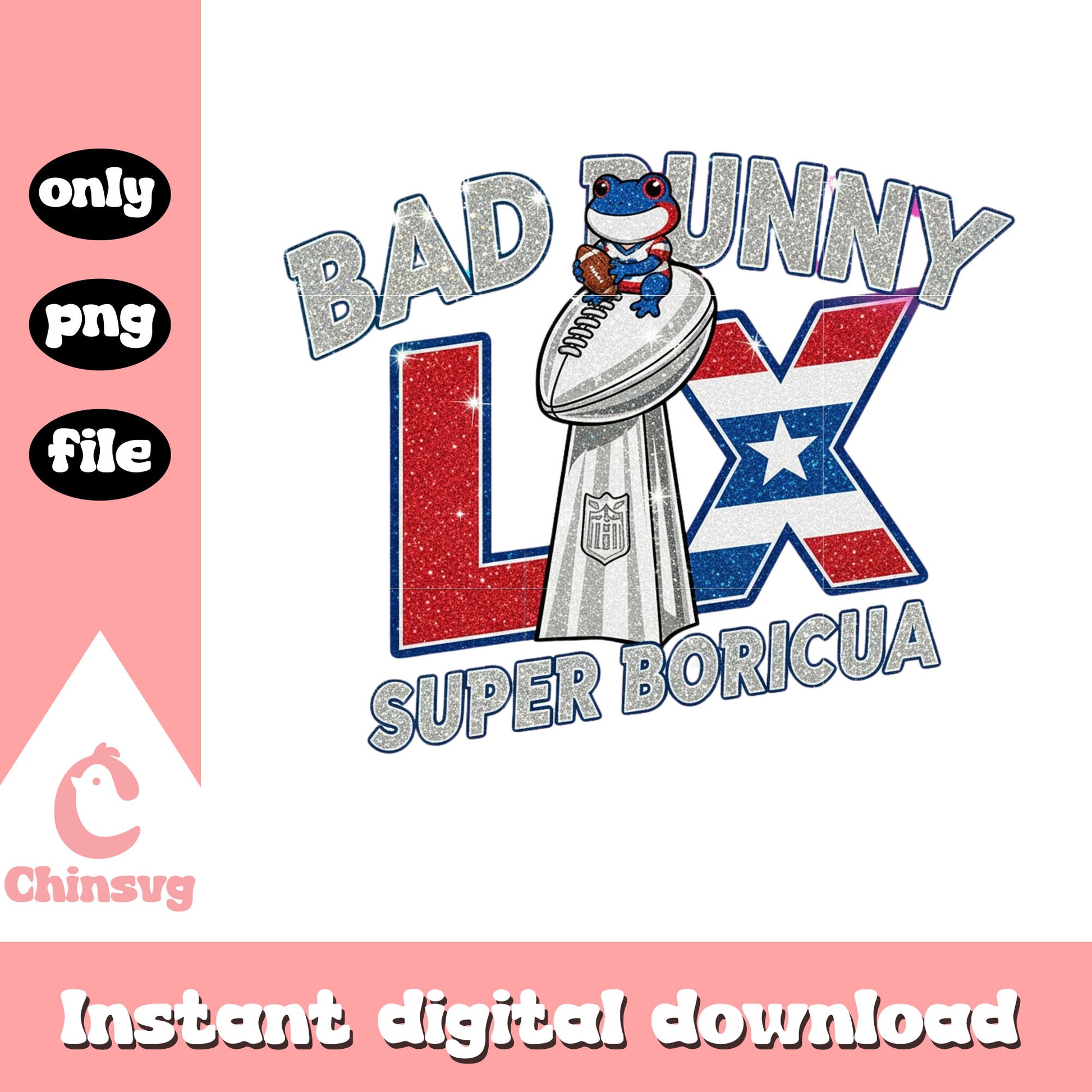 Bad bunny super boricua Lix png, super bowl 2026 png, bad bunny frog png