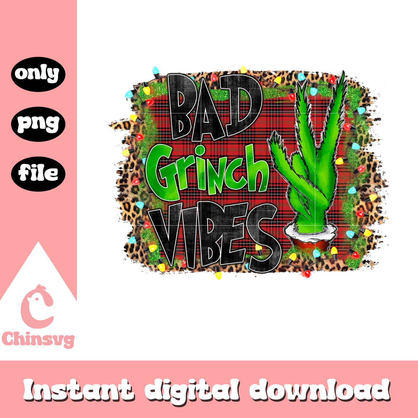 Bad grinch vibes christmas design png, christmas grinch decor png