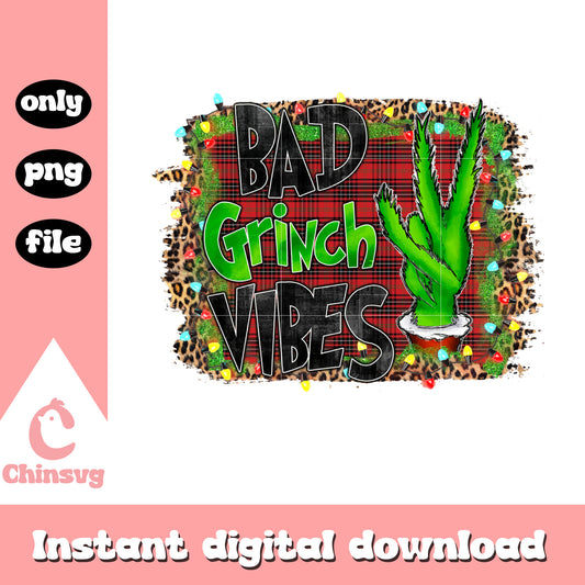 Bad grinch vibes christmas design png, christmas grinch decor png