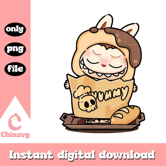 Baker yummy labubu cute doll design png, cute labubu png