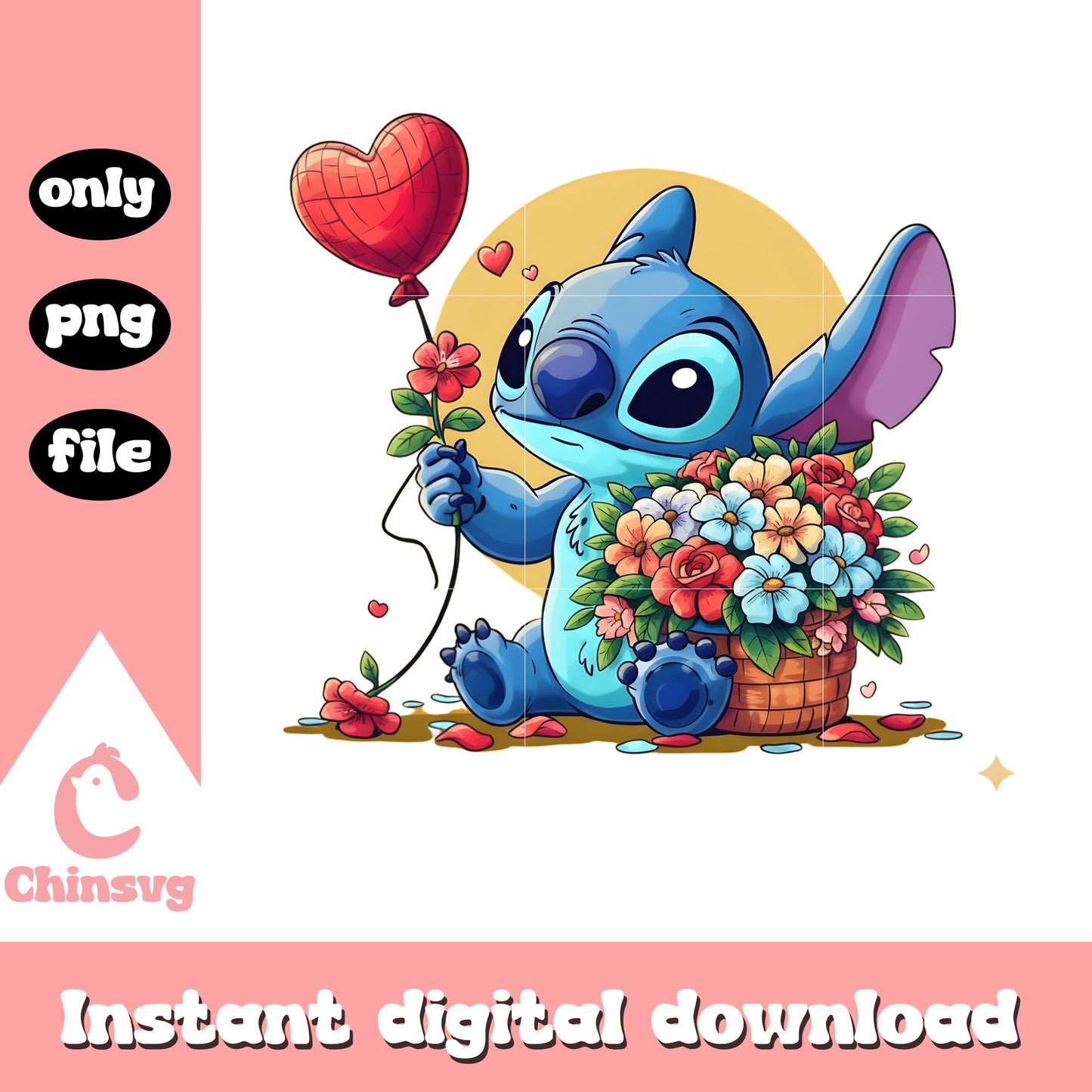 Ball flower stitch valentine png, valentines day stitch​​​​ png