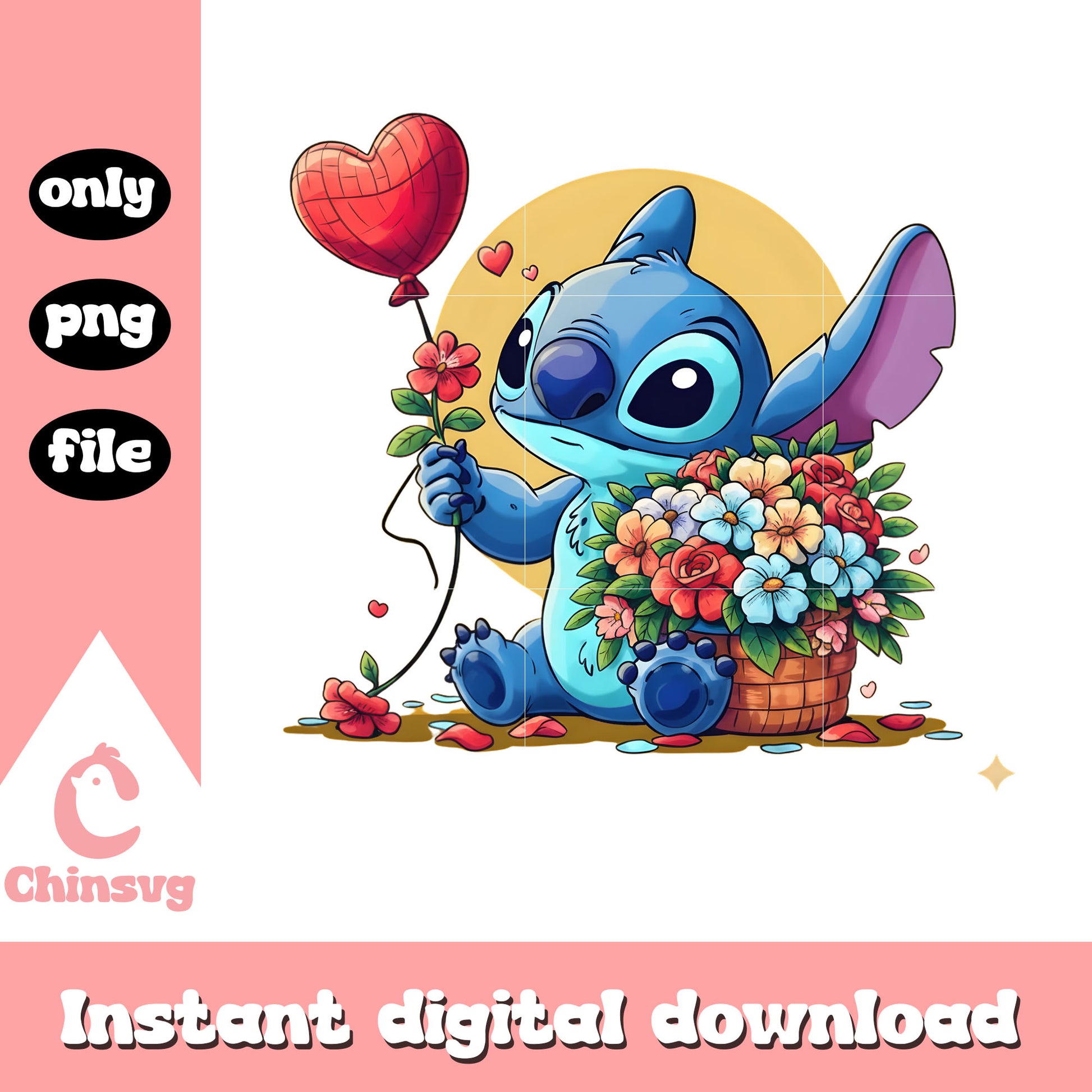Ball flower stitch valentine png, valentines day stitch​​​​ png