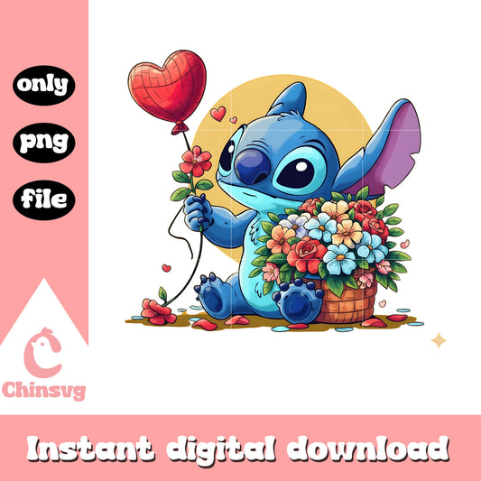 Ball flower stitch valentine png, valentines day stitch​​​​ png