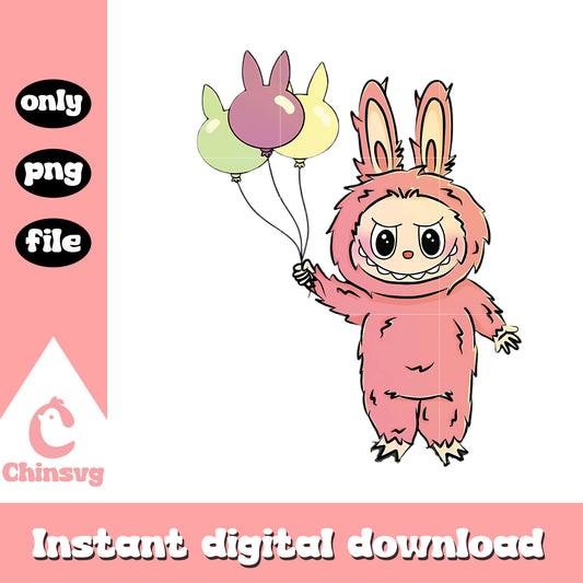 Balloon labubu cute doll design png, the monster labubu png