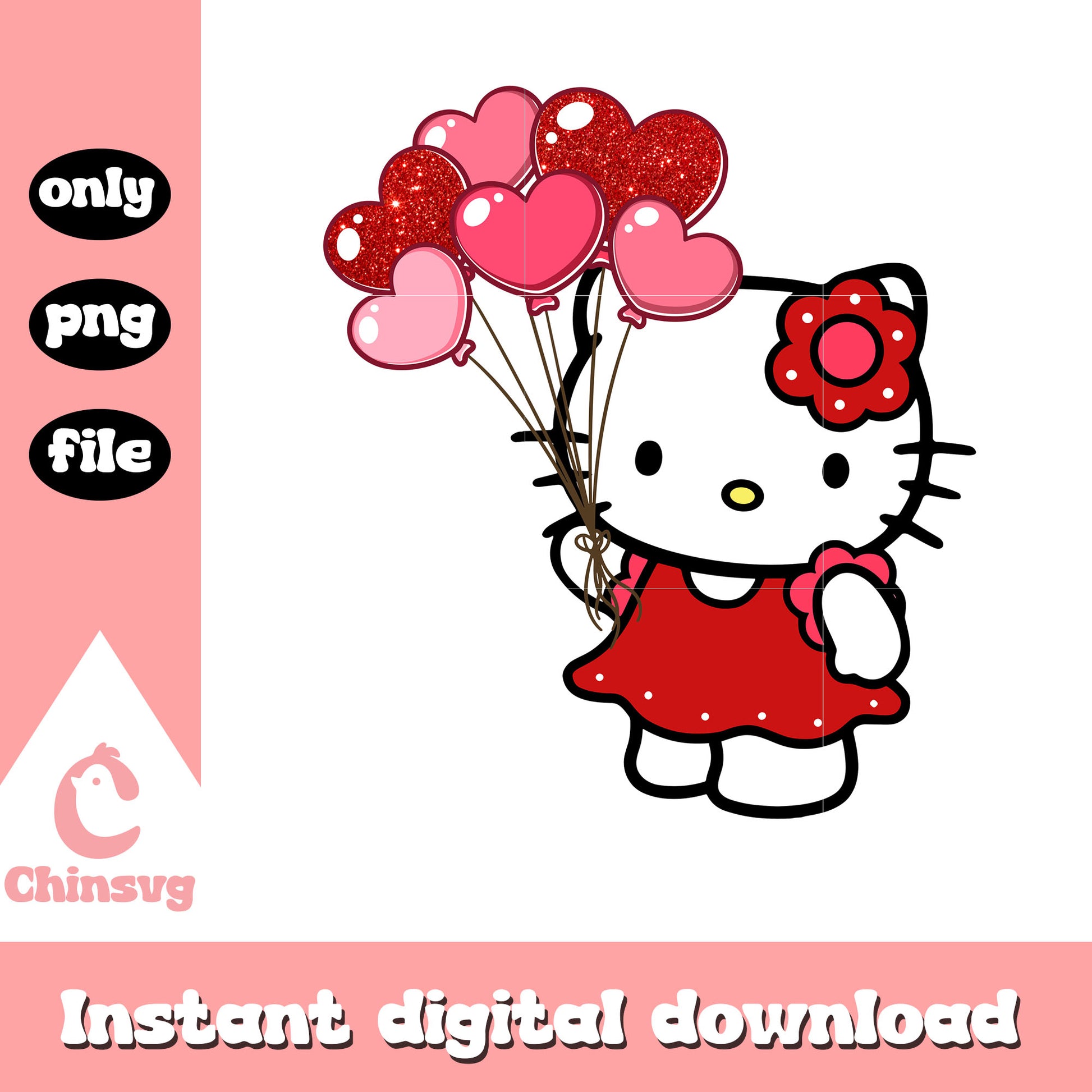 Balls love kitty valentine png, valentines hello kitty​​​ png