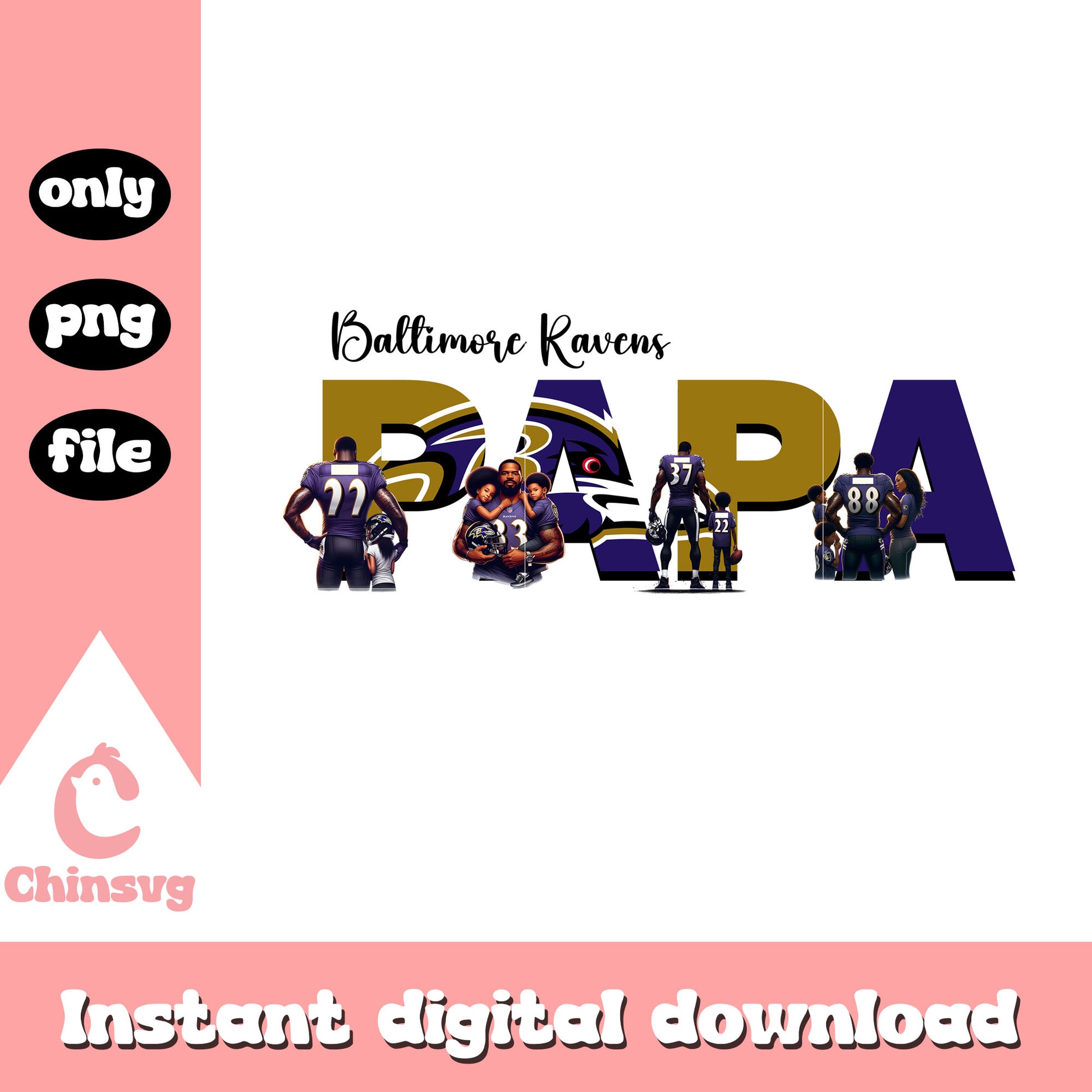 Baltimore Ravens papa logo pattern  png, logo nfl png