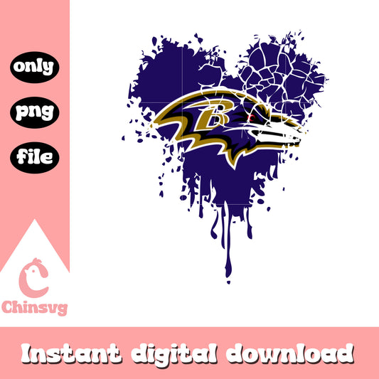 Baltimore Ravens retro logo heart png, Baltimore Ravens png