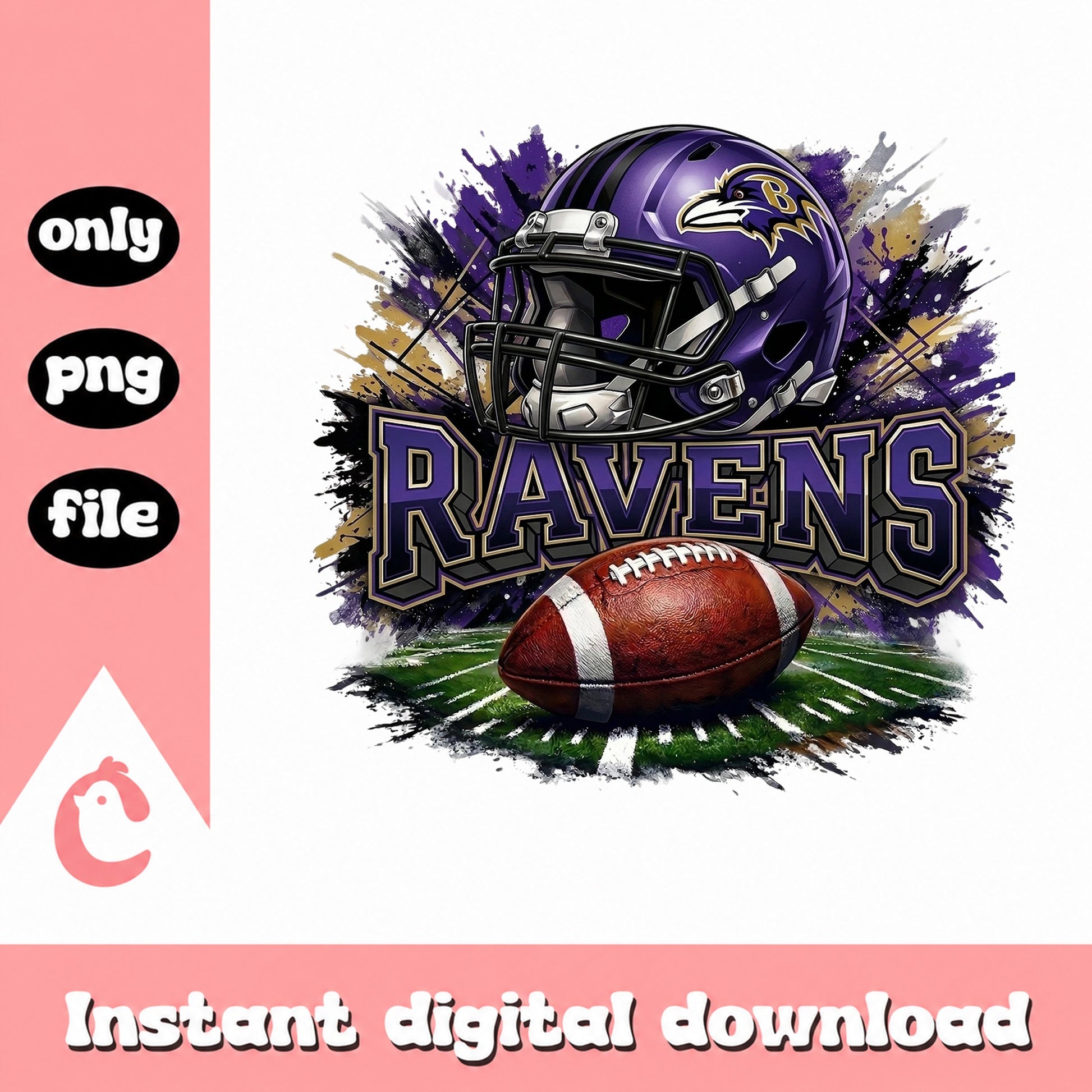 Baltimore Ravens Football PNG, Ravens Helmet Sublimation, NFL PNG