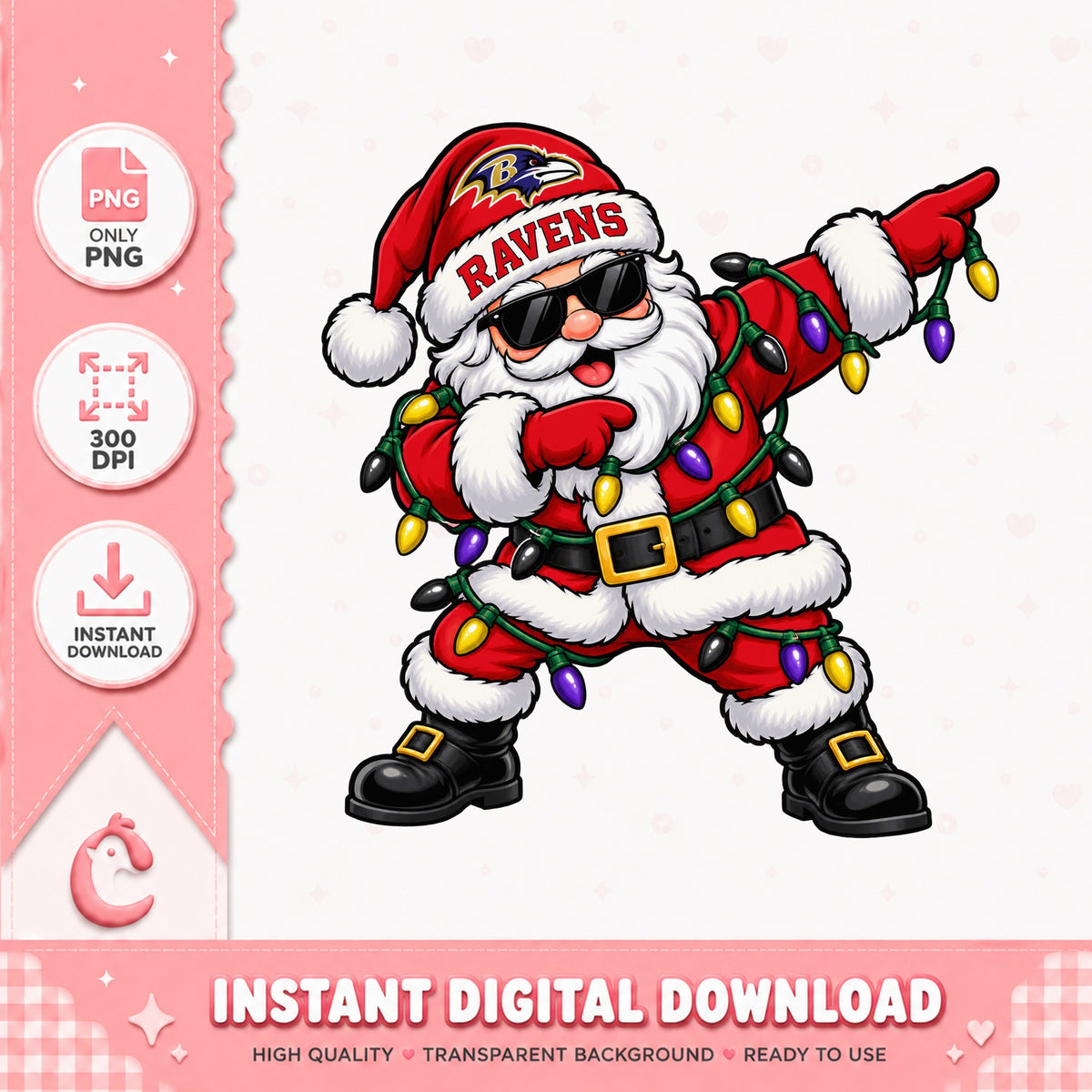 Baltimore Ravens Santa Claus PNG, Christmas Dabbing Santa, NFL PNG