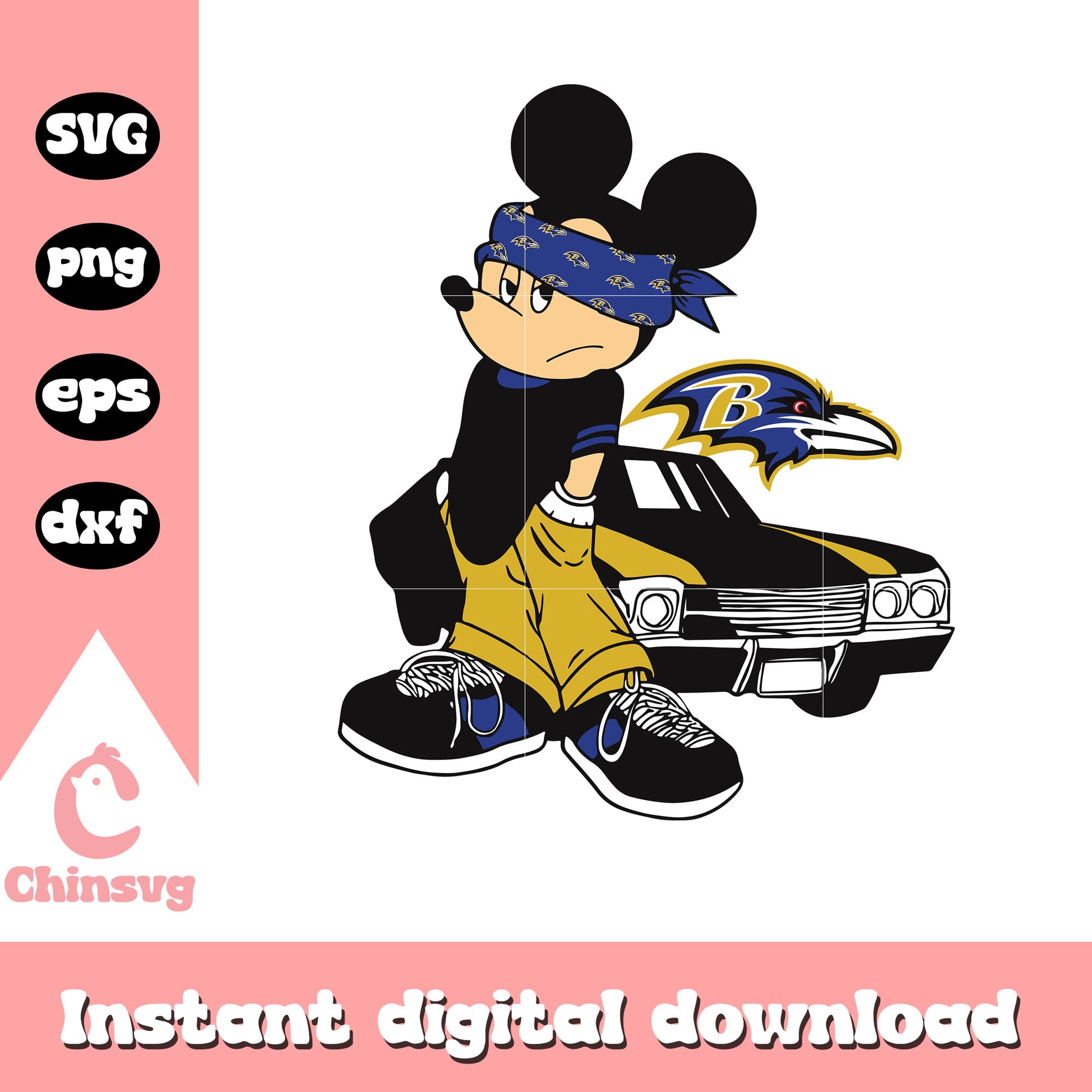 Baltimore ravens, mickey mouse svg, nfl draft order svg