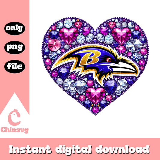 Baltimore ravens diamon heart png, ravens football​ png
