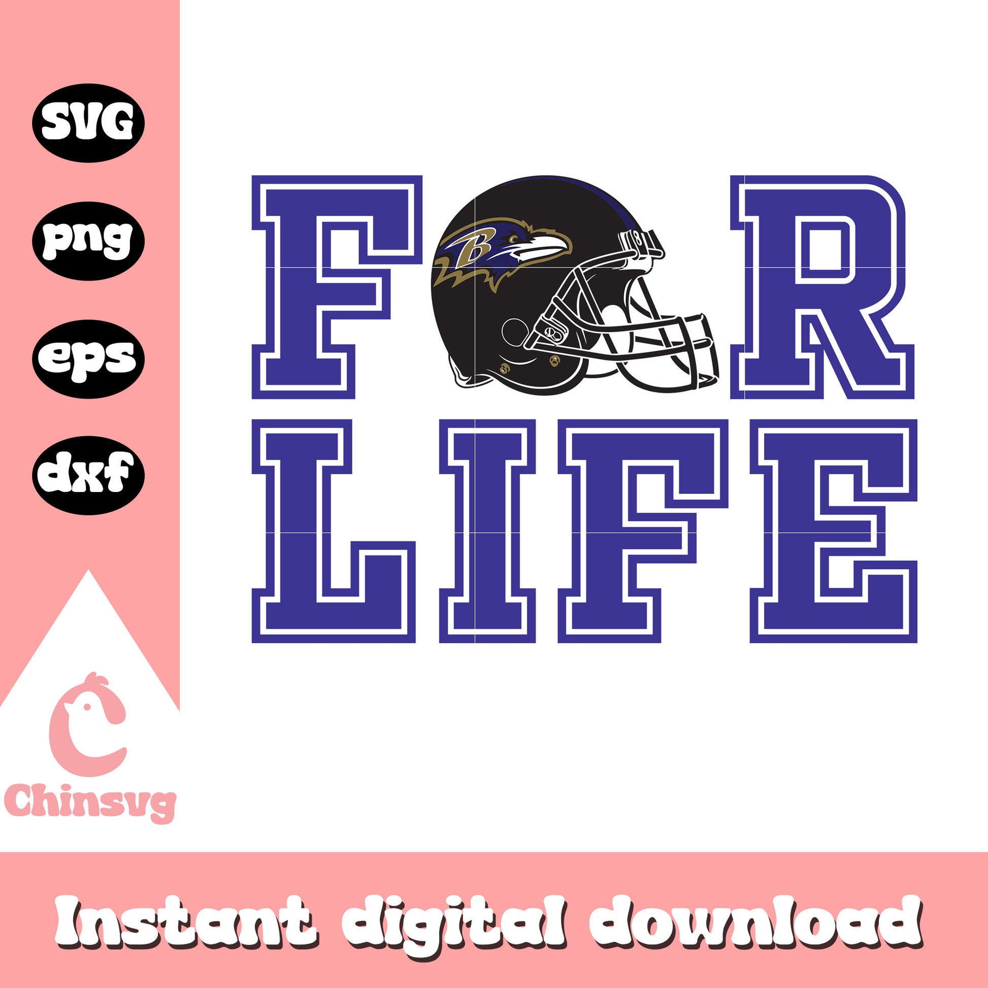 Baltimore ravens for life helmet design svg, nfl games svg