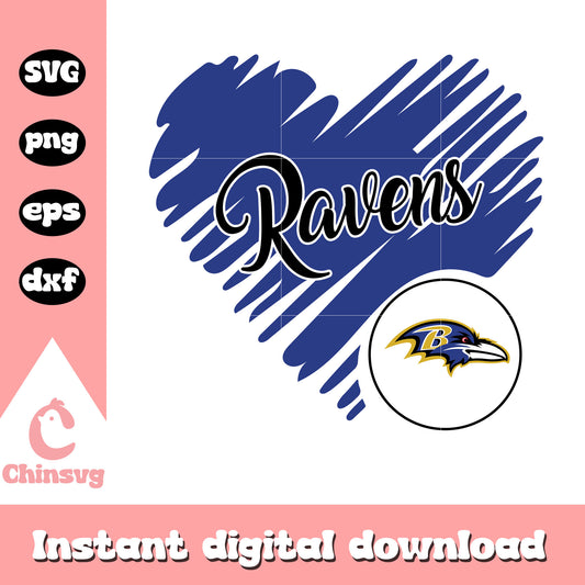 Baltimore ravens heart logo design svg, nfl playoff picture svg