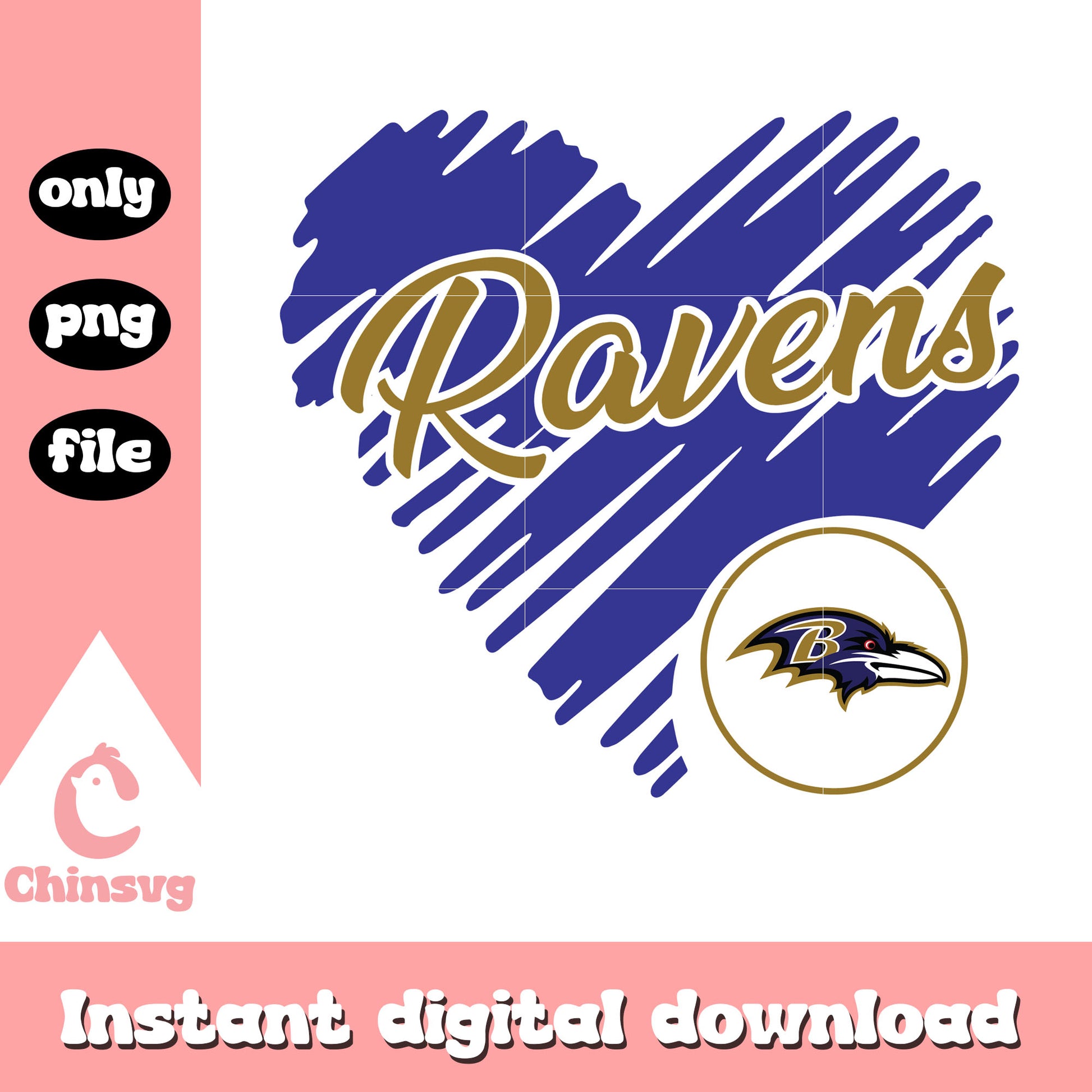 Baltimore ravens heart shaped football logo svg, baltimore ravens sticker svg