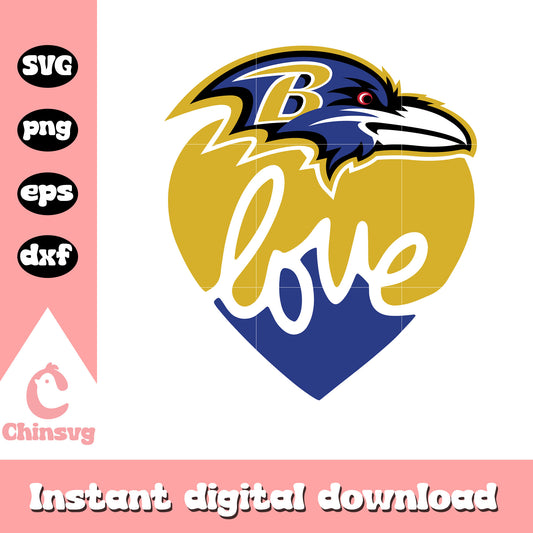 Baltimore ravens love logo design svg, nfl team logos svg