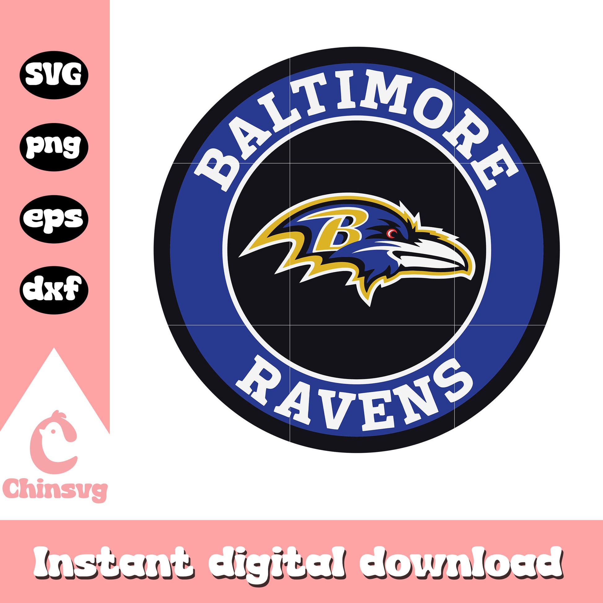 Baltimore ravens pin logo design svg, baltimore ravens nfl svg