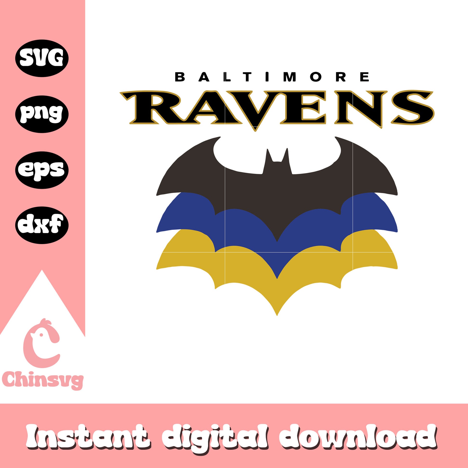 Baltimore ravens team bat logo design svg, nfl svg