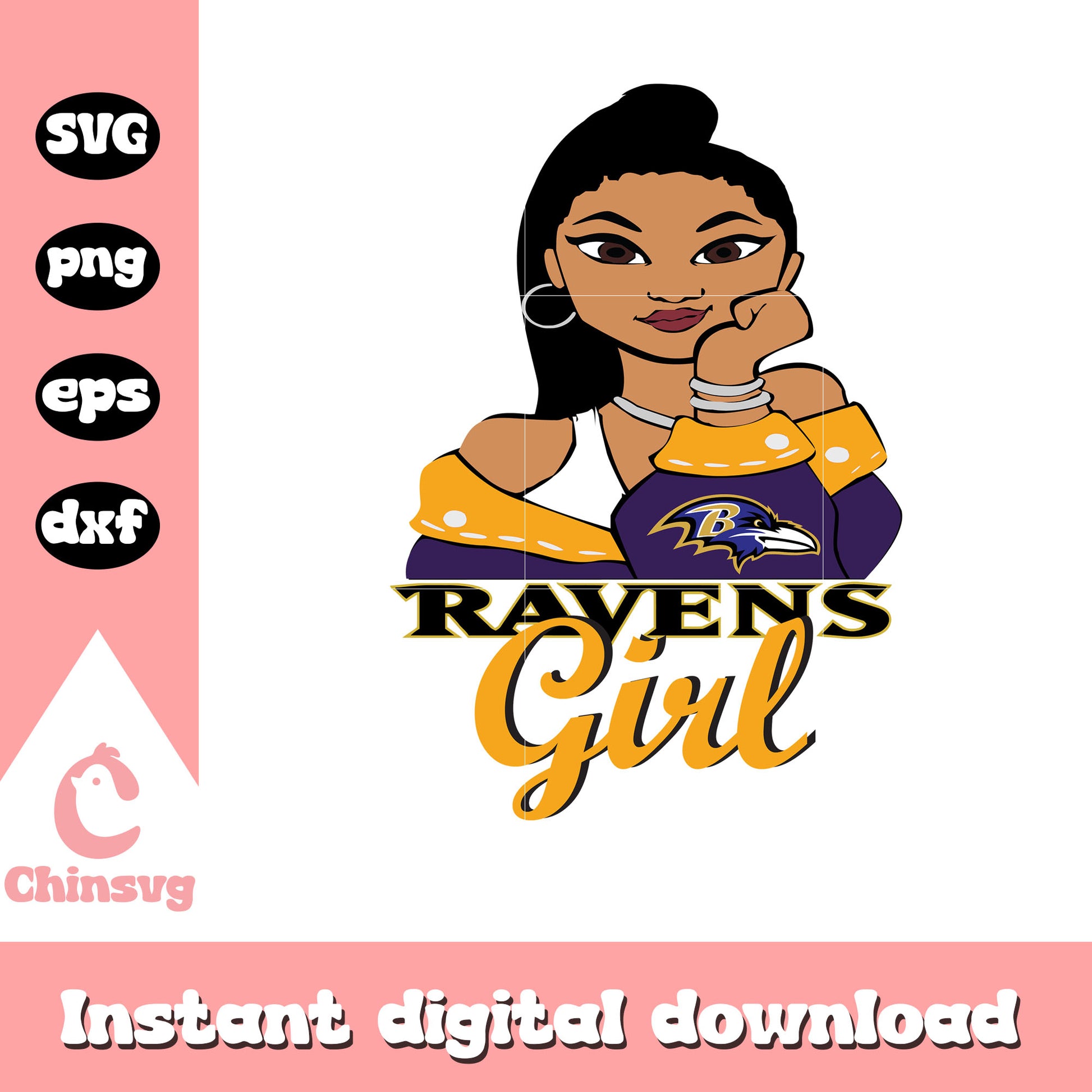 Baltimore ravens team girl fan design svg, nfl fan svg