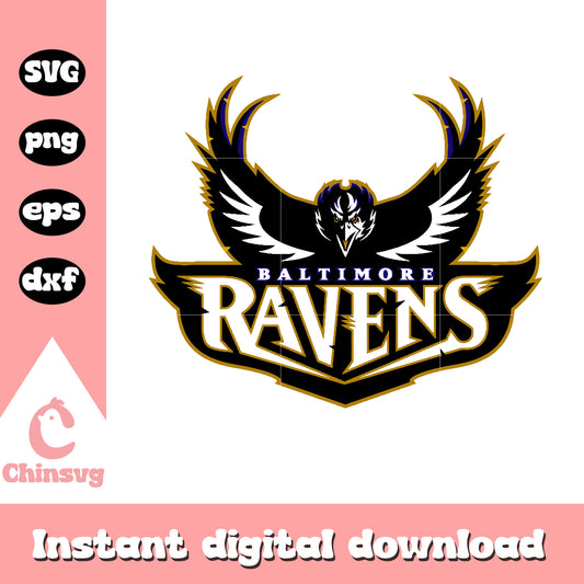 Baltimore ravens wing logo design svg, nfl football schedule svg