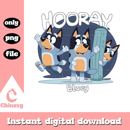 Bandit Heeler hooray bluey png, bluey hooray png, bluey dad png