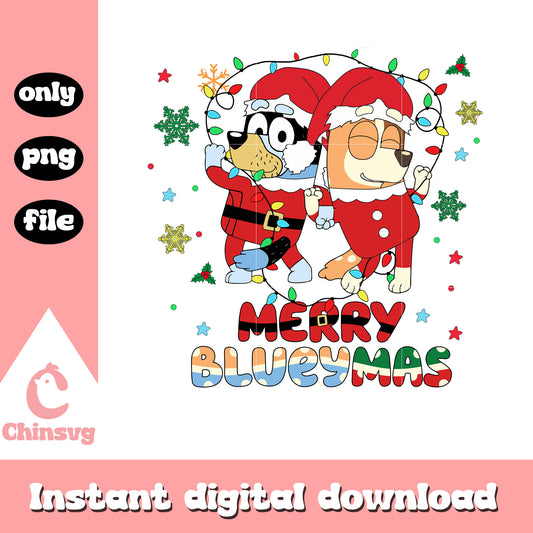 Bandit and chilli merry blueymas design png, bluey christmas png