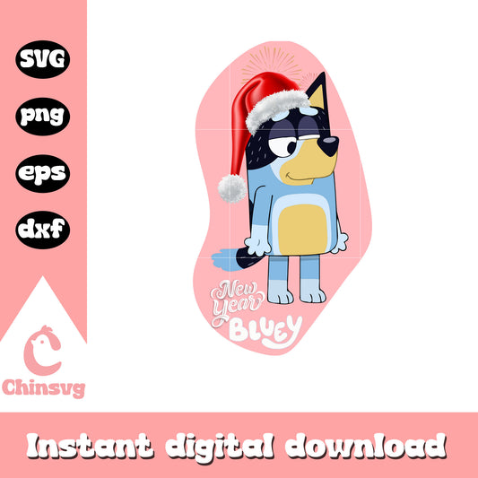 Bandit heeler santa hat new year christmas svg, bandit heeler​ svg