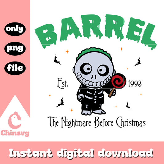 Barrel est 1993 the nightmare before christmas png, halloween png