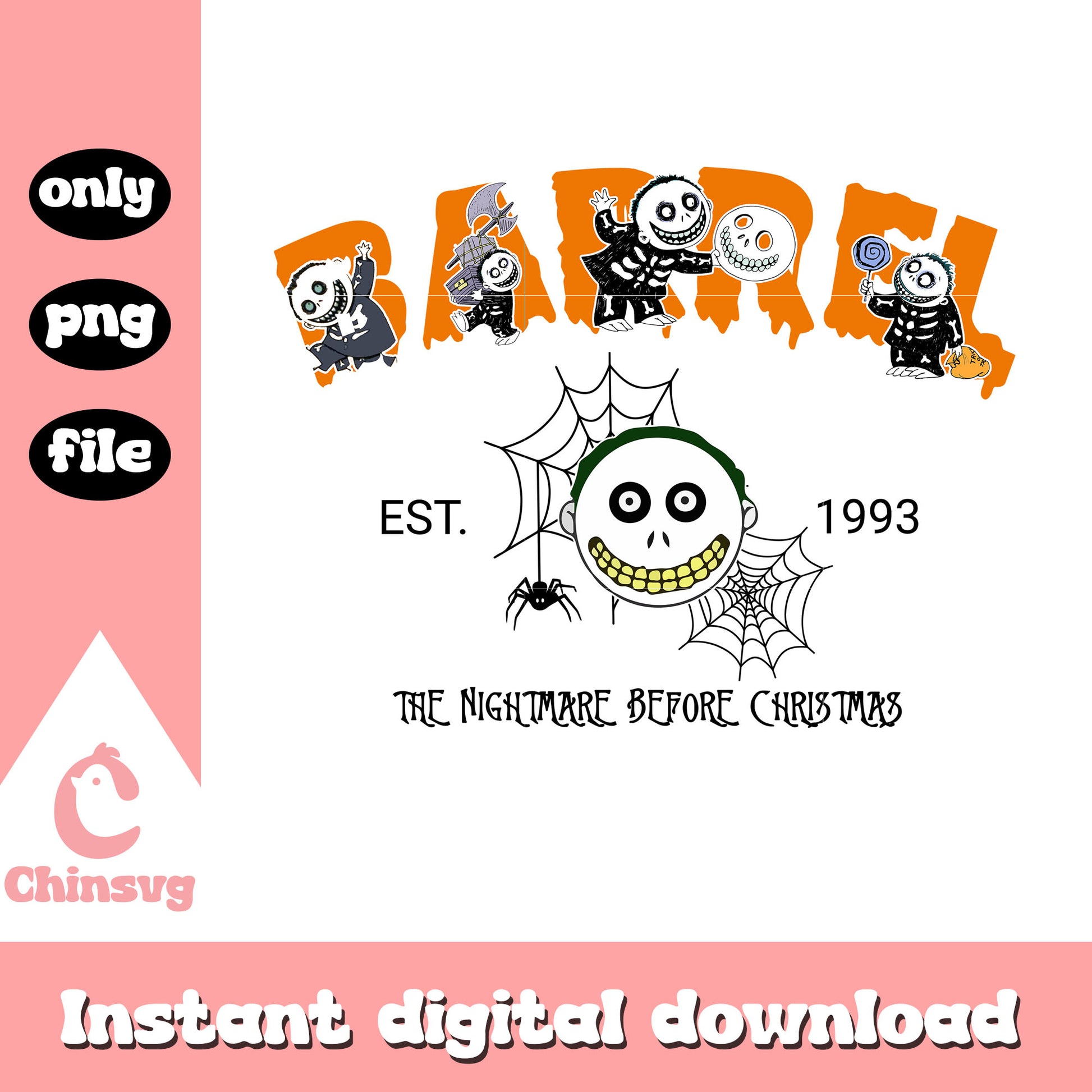 Barrel face est 1993 nightmare art png, nightmare before christmas barrel png