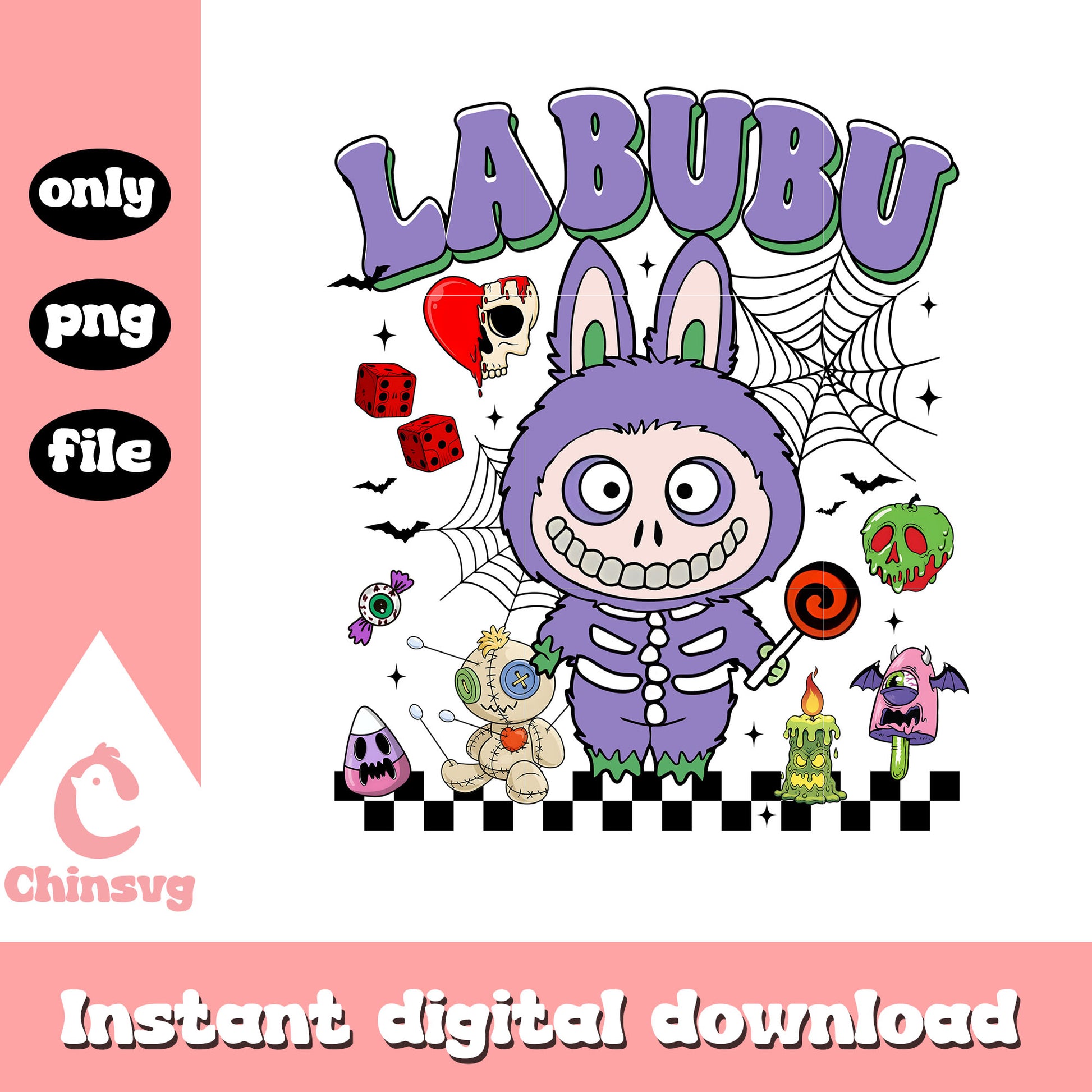 Barrel labubu halloween design png, barrel nightmare before christmas png