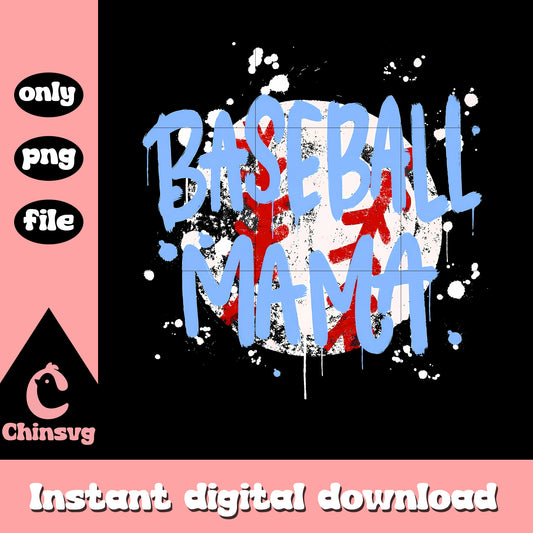 Baseball mama splatter design png