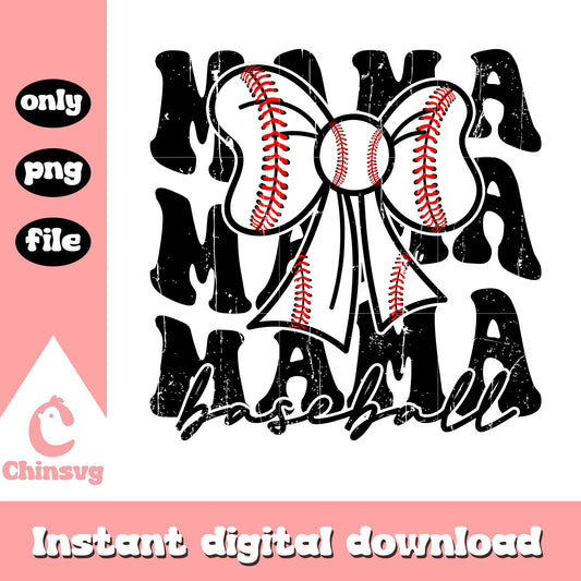 Baseball bow mama font design png, baseball png, mama png