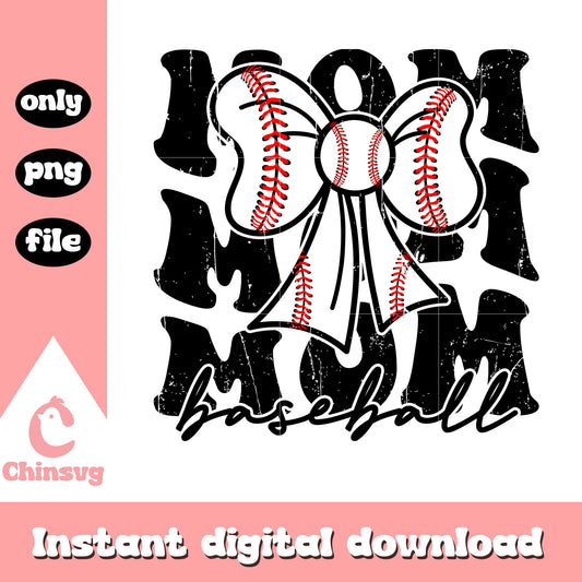 Baseball bow mom font design png, baseball png, mama png