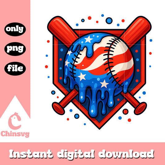 Baseball drip ice cream 4th of july us flag png, 4th july america png