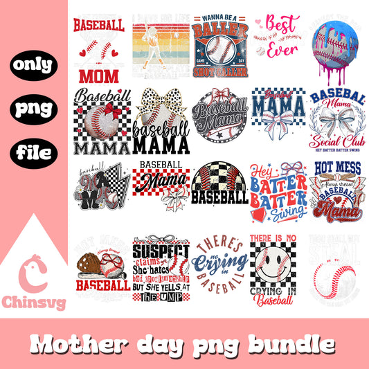 Baseball mama costume bundle png, baseball png, mother's day png