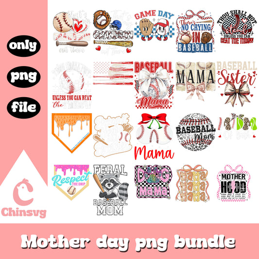 Baseball mother day quotes bundle png, quotes png, mother's day png