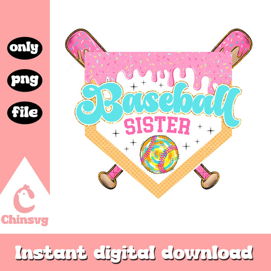 Baseball sister donut wall design png, baseball sister​ png