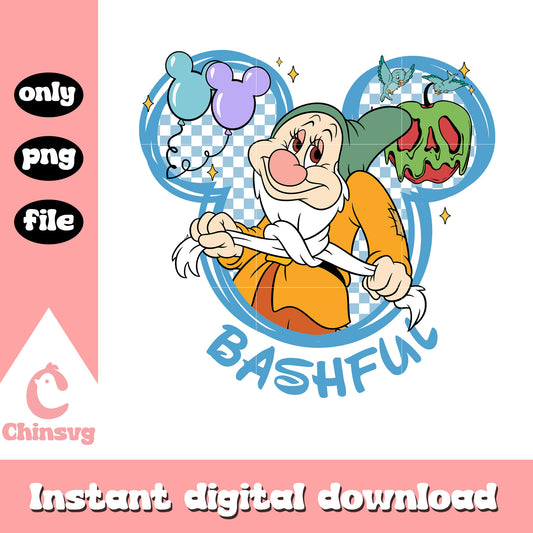 Bashful Dwarf character mickey head png, mickey head png