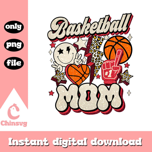 Basketball mom groovy disco ball png, disco ball png, mom png