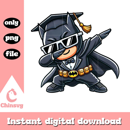 Batman cartoon graduation day design png, batman chibi png