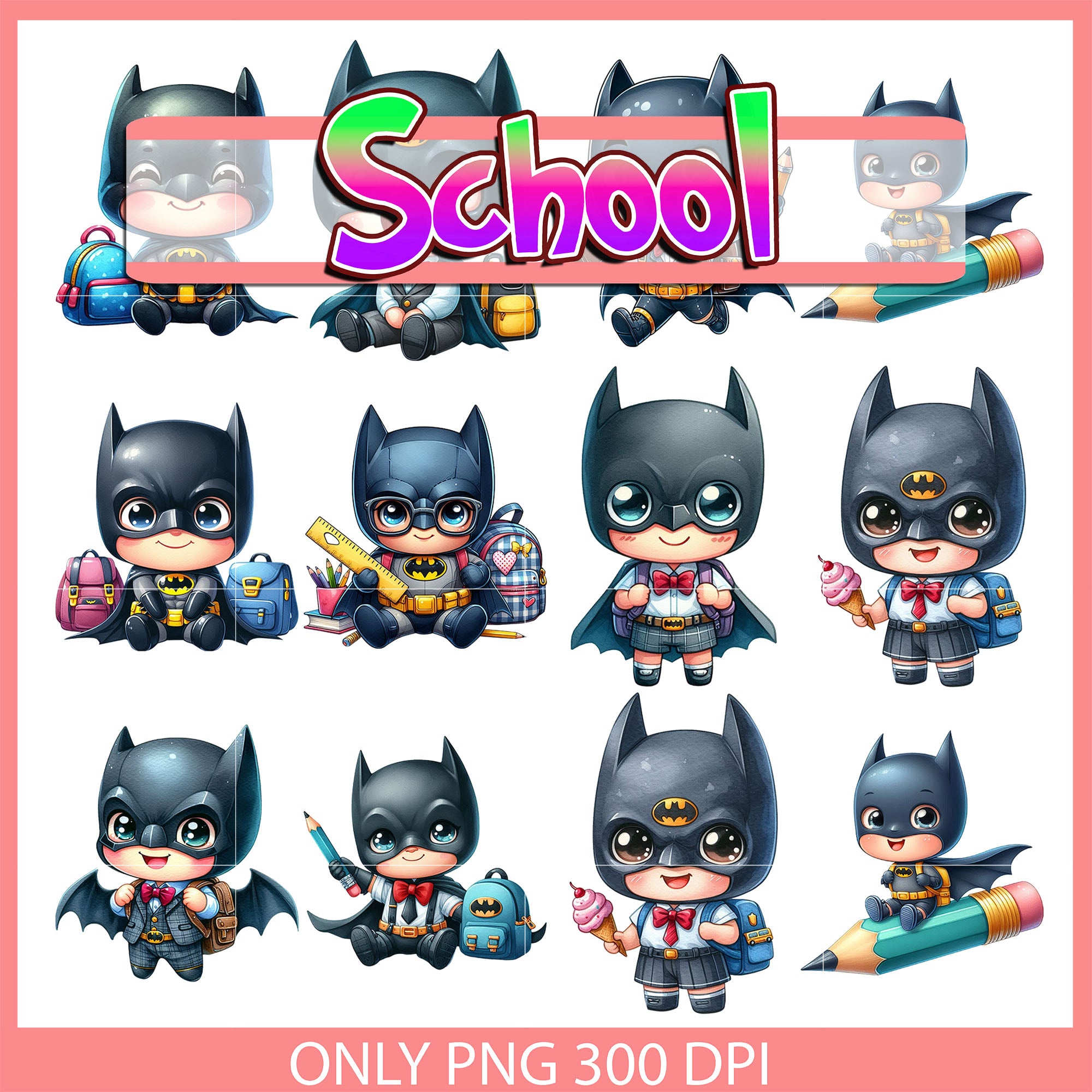 Batman character back to school design bundle png, batman png – Chinsvg