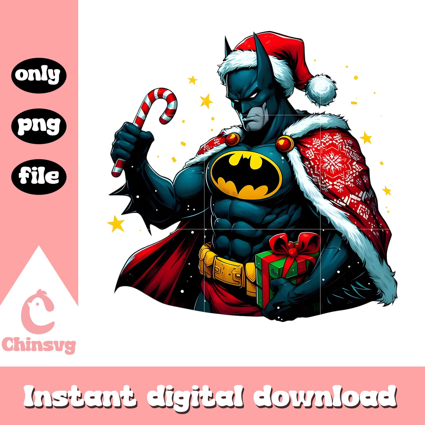 Batman christmas prresent design png, batman png