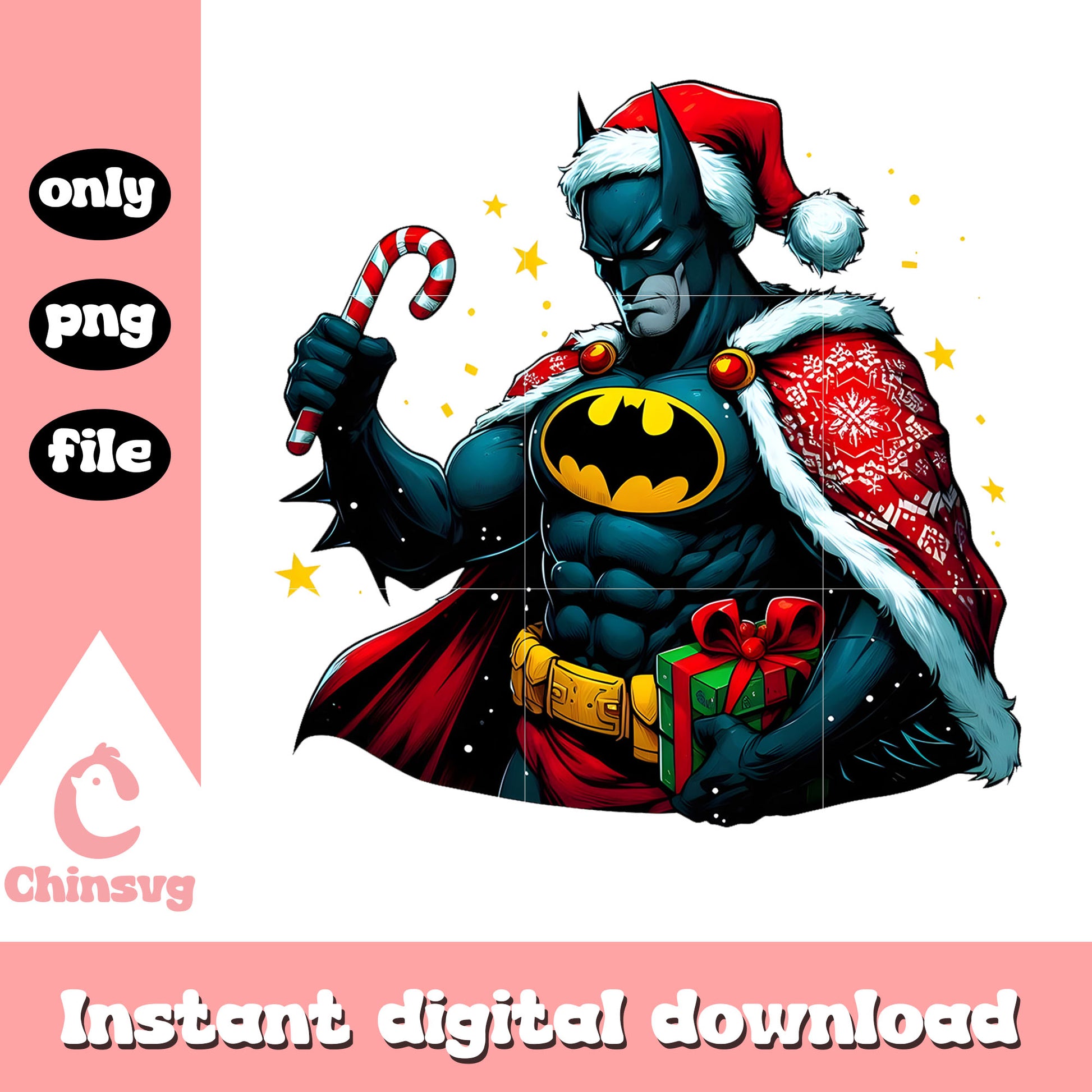 Batman christmas prresent design png, batman png