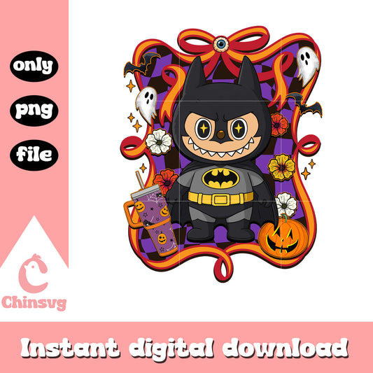 Batman halloween labubu bow png, batman halloween png