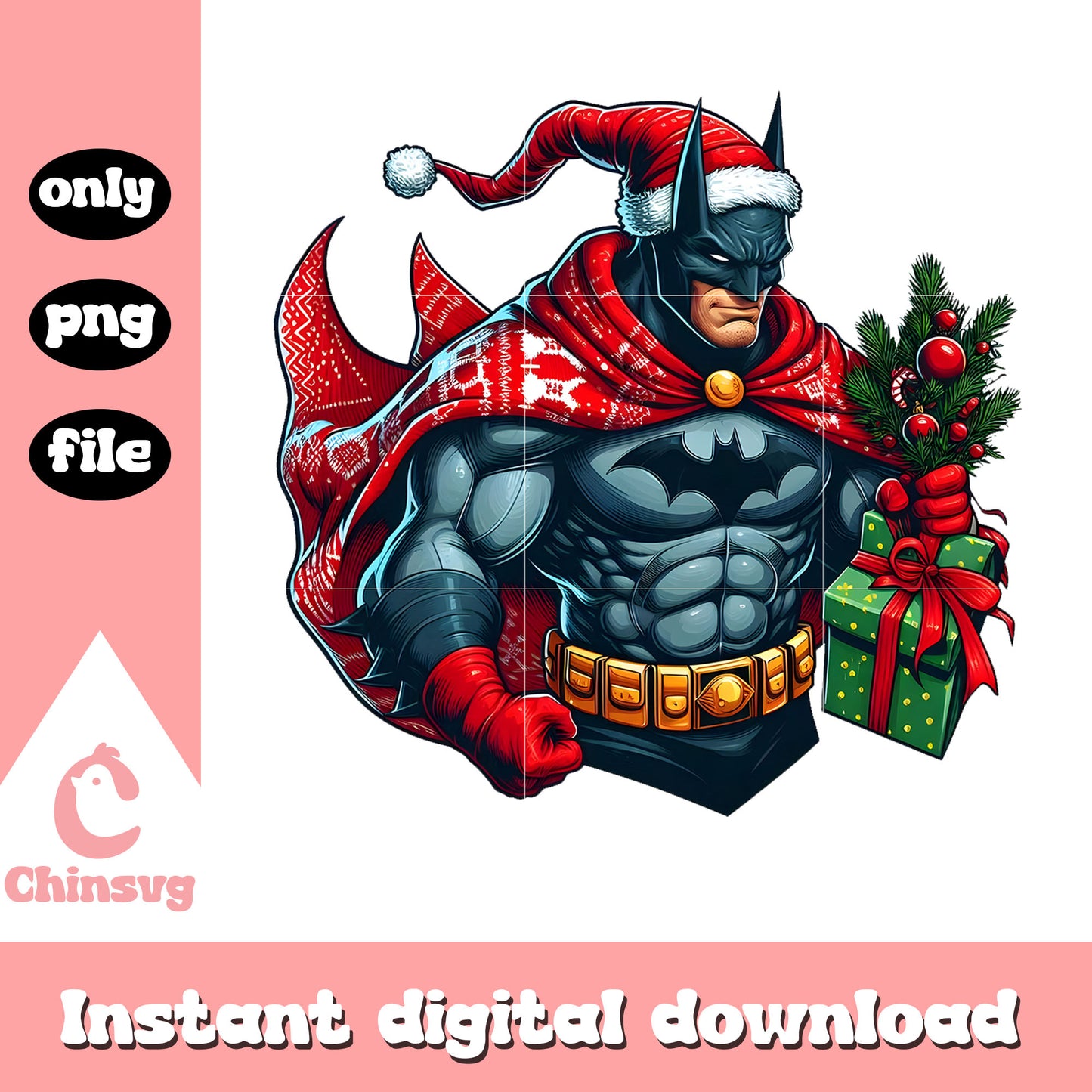 Batman santa hat chrismas gift png, merry christmas images png
